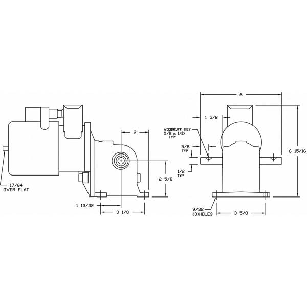 AC Gearmotor, 200.0 in-lb Max. Torque, 9.5 RPM Nameplate RPM, 115/230V AC Voltage, 1 Phase