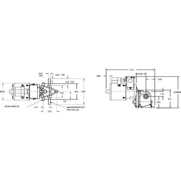 AC Gearmotor, 200.0 in-lb Max. Torque, 9.5 RPM Nameplate RPM, 115/230V AC Voltage, 1 Phase
