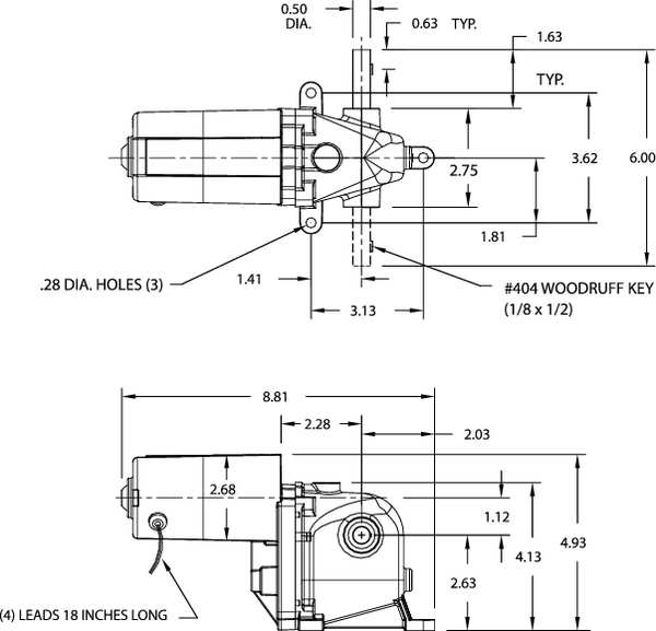 AC/DC Gearmotor, 8 rpm, 115V, Open Vented