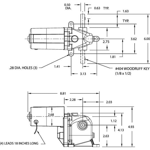 AC/DC Gearmotor, 4.5 rpm, 115V, Open Vented