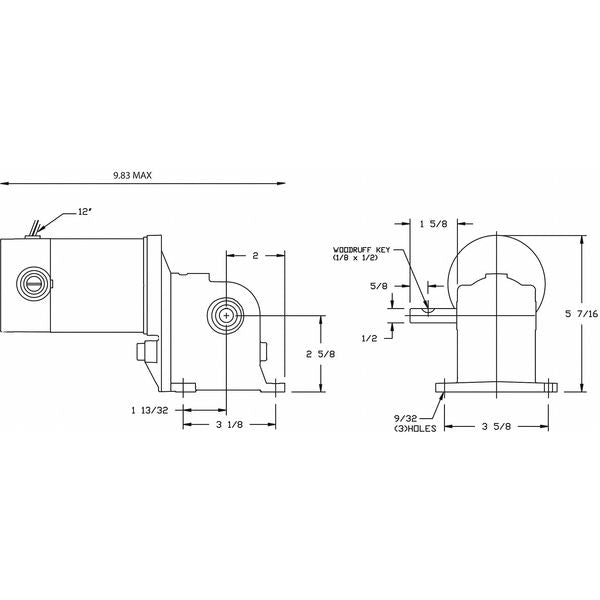 DC Gearmotor, 102.0 in-lb Max. Torque, 24 RPM Nameplate RPM, 90V DC Voltage