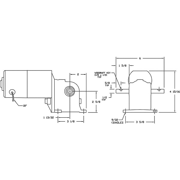 AC/DC Gearmotor, 4.5 rpm, 115V, Open Vented