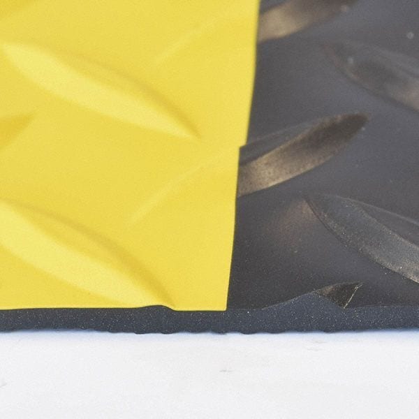 Antifatigue Runner, Black/Yellow, 36 ft. L x 3 ft. W, Vinyl Surface With Dense Closed PVC Foam Base
