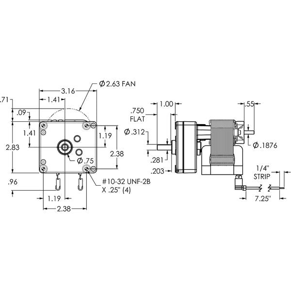 AC Gearmotor, 50.0 in-lb Max. Torque, 13 RPM Nameplate RPM, 115V AC Voltage, 1 Phase