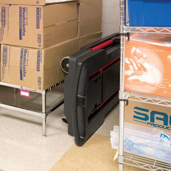 Plastic Convertible Utility Cart with Flush Plastic Shelf & Platform, Flat, 2 Shelves, 400 lb