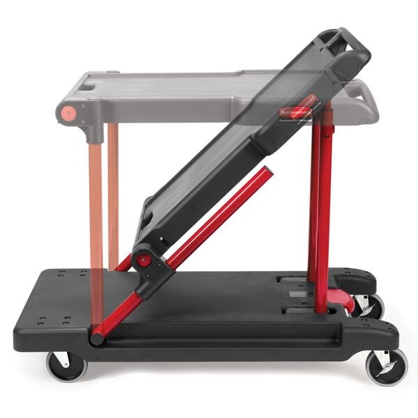 Plastic Convertible Utility Cart with Flush Plastic Shelf & Platform, Flat, 2 Shelves, 400 lb