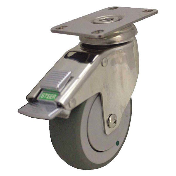Swivel Plate Caster w/2-Position Directional Lock, 4 in.
