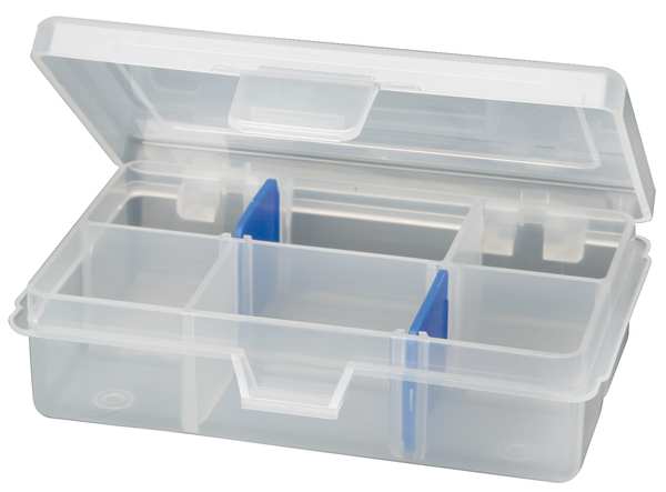 Adjustable Compartment Box with 4 to 6 compartments, Plastic, 1 1/4 in H x 2-5/8 in W