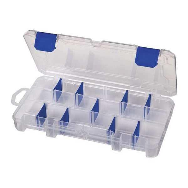 Adjustable Compartment Box, 4 to 24 Compartments, 10-5/8 in L x 6-5/8 in W x 1-3/4 in H, Clear