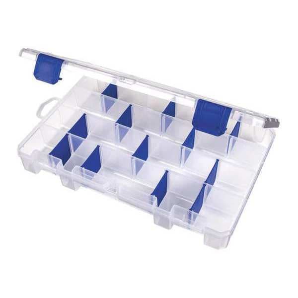 Adjustable Compartment Box, 4 to 24 Compartments, 10-5/8 in L x 6-5/8 in W x 1-3/4 in H, Clear