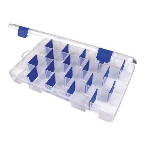 Adjustable Compartment Box, 4 to 35 Compartments, 13-11/16 in L x 8-3/16 in W x 2 in H, Clear