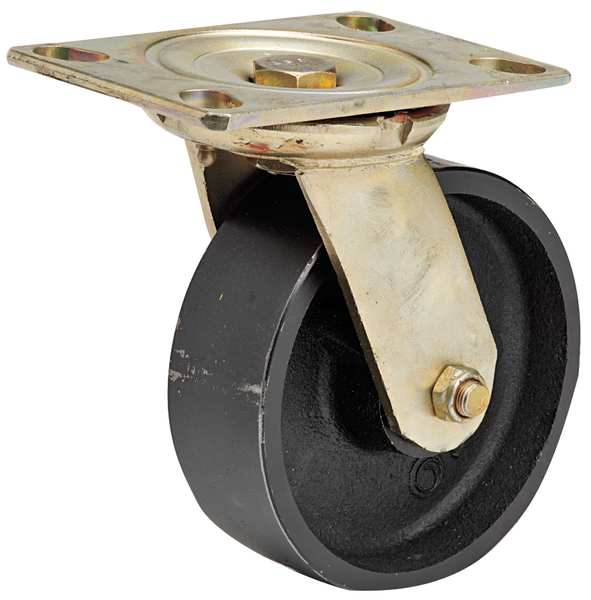 Swivel Plate Caster, Cast Iron, 6 in., 1750 lb., A
