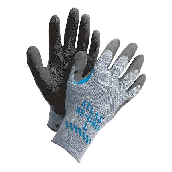 Natural Rubber Latex Coated Gloves, Palm Coverage, Black/Gray, M, PR