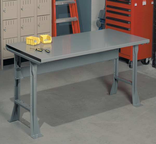 Work Bench with Plastic Top and Flared Legs, Laminate, 72