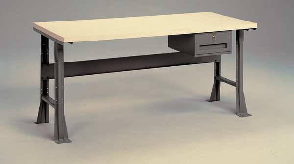 Work Bench with Plastic Top and Flared Legs, Laminate, 60