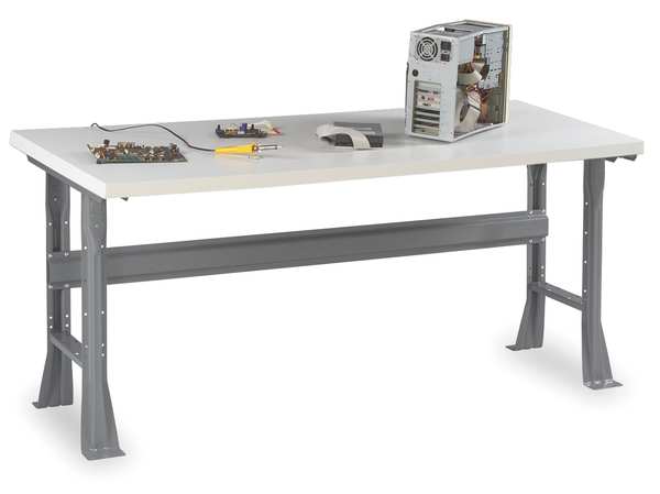 Work Bench with Plastic Top and Flared Legs, Laminate, 72