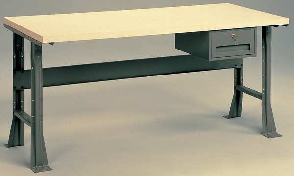 Work Bench with Plastic Top and Flared Legs, Laminate, 72