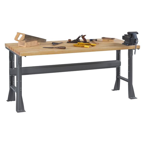 Work Bench with Butcher Block Top and Flared Legs, Butcher Block, 60