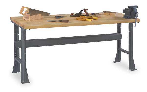 Work Bench with Butcher Block Top and Flared Legs, Butcher Block, 60