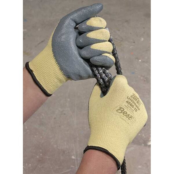 Cut Resistant Gloves, Gray/Yellow, S, PR