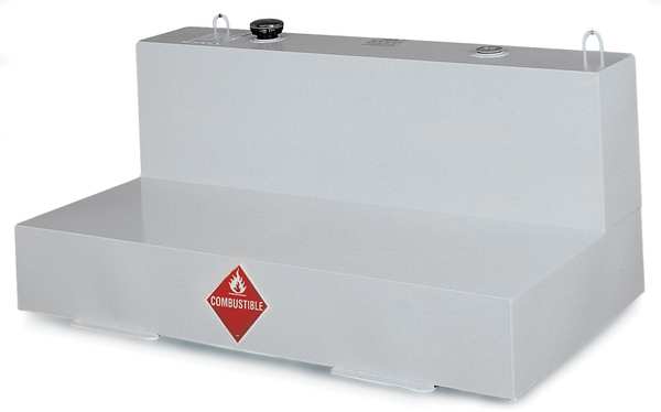 JOBOX 100 Gallon White L-Shaped Steel Liquid Transfer Tank for Trucks