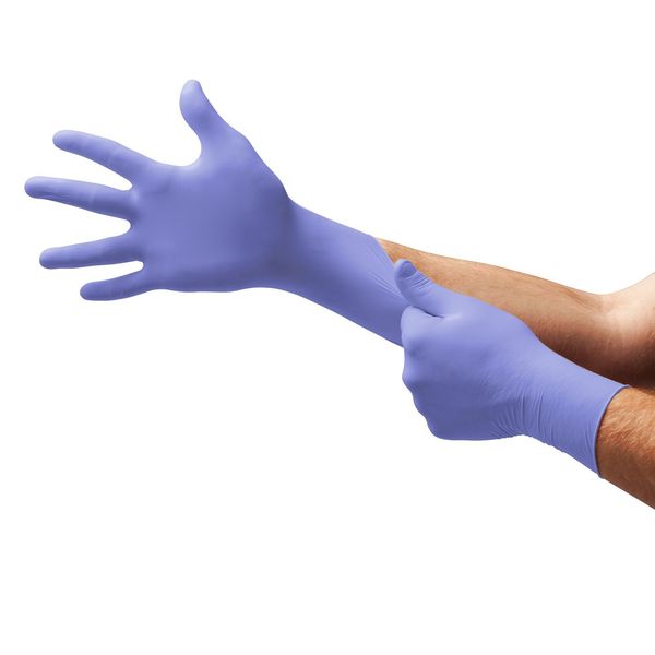 Disposable Nitrile Gloves with Textured Fingertips, Nitrile, Powder-Free, Medium (8), Blue, 100 Pack