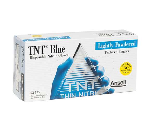 TouchNTuff Disposable Nitrile Gloves, Food Grade, Powdered, Latex Free, L, (9), Blue, 100 Pack