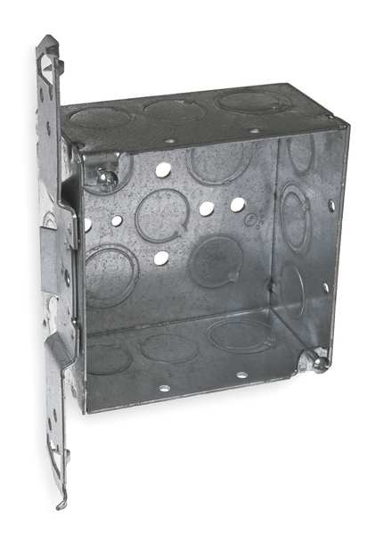Electrical Box, Square with Bracket, Color: Silver