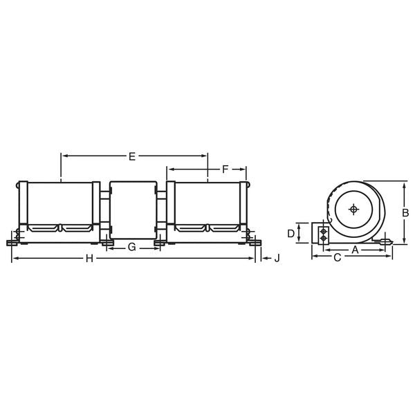 Rectangular OEM Blower, 2750 RPM, 1 Phase, Direct, Rolled Steel