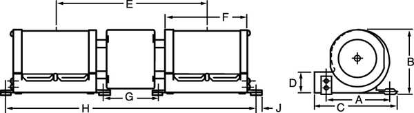 Rectangular OEM Blower, 2880 RPM, 1 Phase, Direct, Rolled Steel