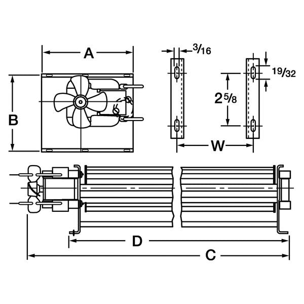 Rectangular OEM Blower, 2780 RPM, 1 Phase, Direct