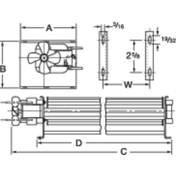 Rectangular OEM Blower, 2780 RPM, 1 Phase, Direct
