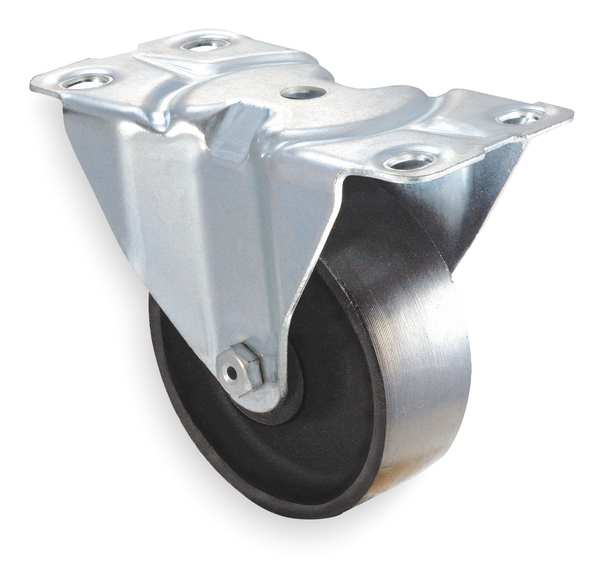 Rgd Plate Caster, Cast Iron, 3 in., 250 lb.