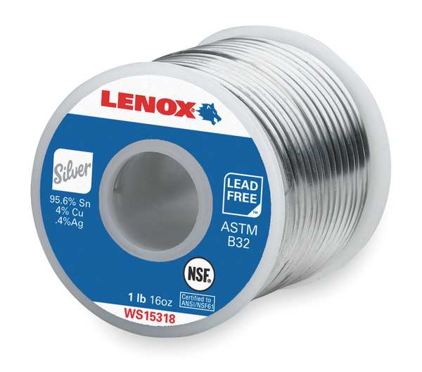 Plumbing Solder, Dia 0.118 In, 1lb