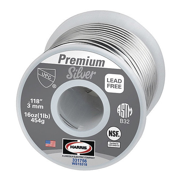 Plumbing Solder, Dia 0.118 In, 1lb