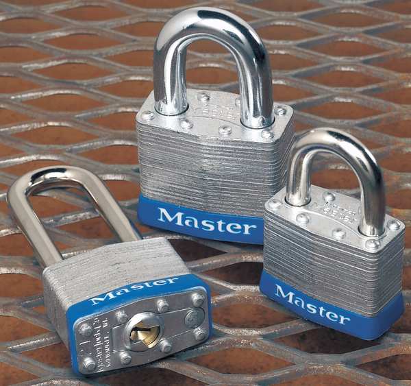 Padlock, Keyed Different, Standard Shackle, Rectangular Brass Body, Boron Shackle, 25/32 in W