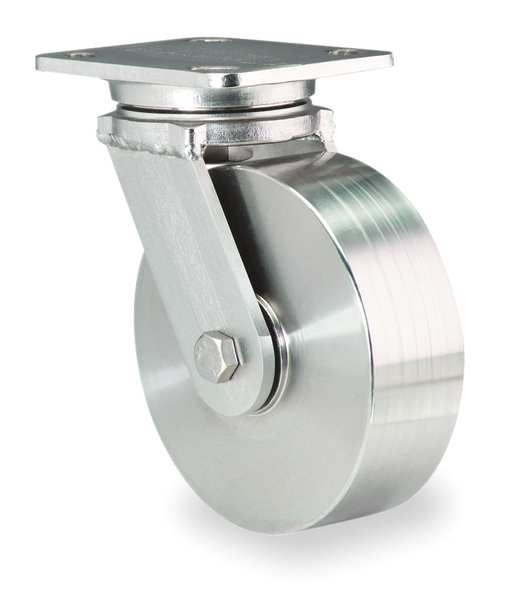 Plate Caster, Swivel, SS, 4 in., 850 lb.