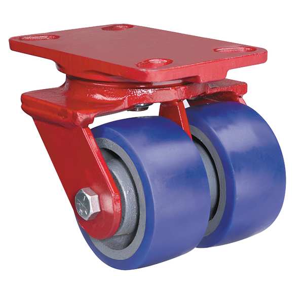 Dual Whl Caster, Polyrthan, 4 in., 1200 lb.