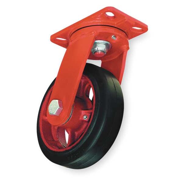 Plate Caster, Swivel, Poly, 6 in., 1600 lb., Grn