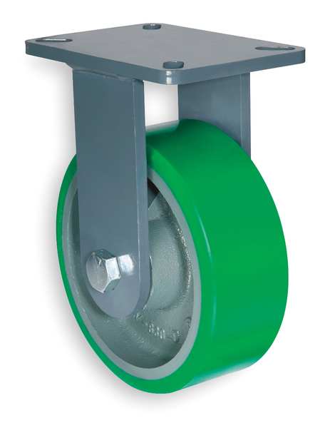 Plte Caster, Rgd, Poly, 10 in., 3000 lb., Grn