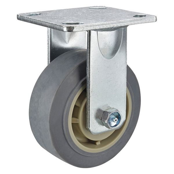 Kingpinless Rgd Caster, TPR, 5 in., 375 lb.