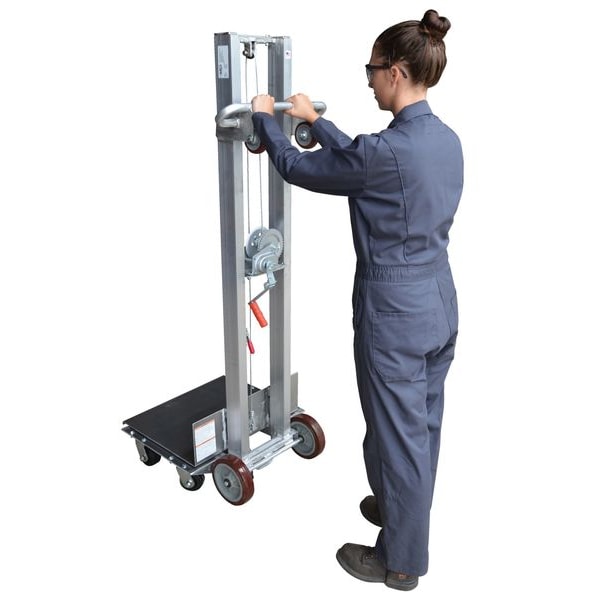 Manual Platform Lift Truck, Manual, 400 lb Load Capacity, Hand Winch Lift Control