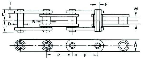 Roller Chain, Conveyor, C2052HP ANSI, 10 ft
