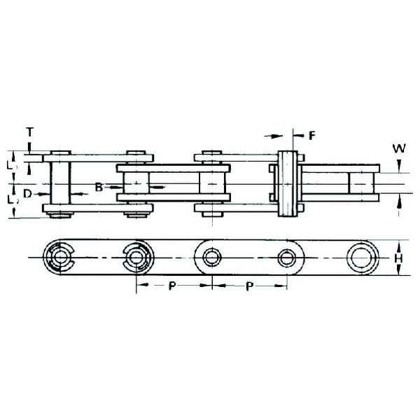 Roller Chain, Conveyor, C2060HP ANSI, 10 ft
