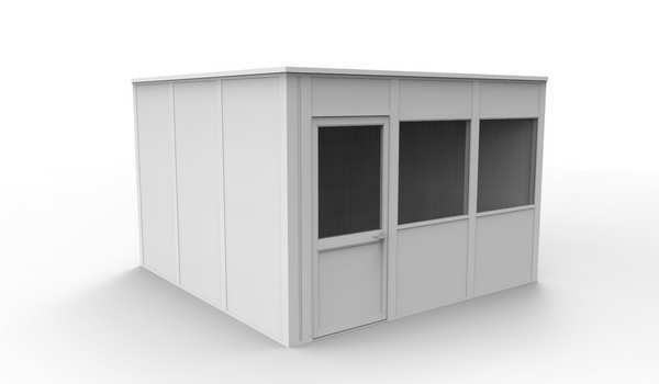 4-Wall Modular In-Plant Office, 8 ft H, 12 ft W, 12 ft D, White