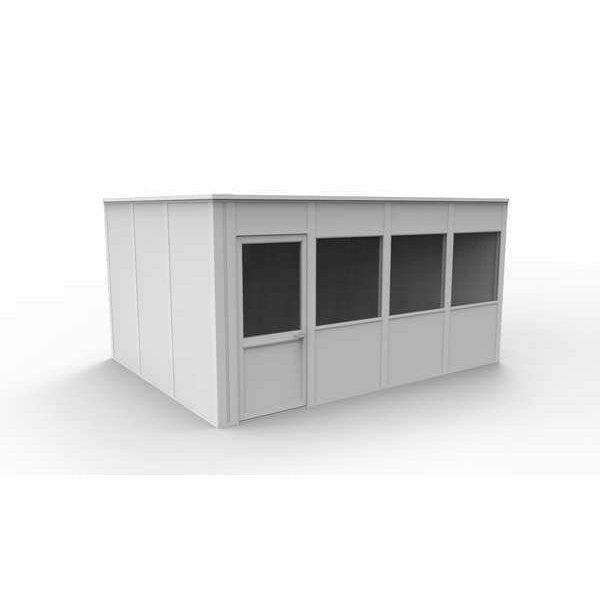 4-Wall Modular In-Plant Office, 8 ft H, 16 ft W, 12 ft D, White