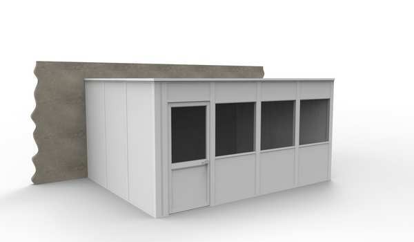 3-Wall Modular In-Plant Office, 8 ft H, 16 ft W, 12 ft D, White