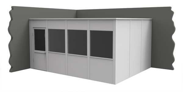 2-Wall Modular In-Plant Office, 8 ft H, 16 ft W, 12 ft D, White