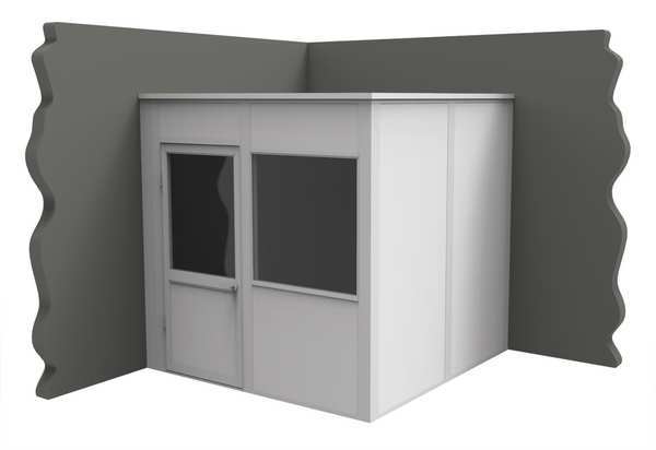 2-Wall Modular In-Plant Office, 8 ft H, 8 ft W, 8 ft D, White