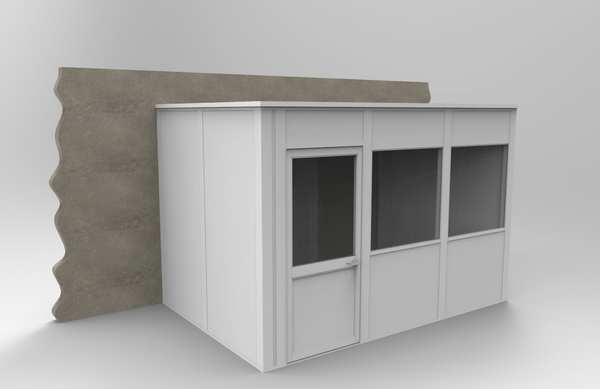 3-Wall Modular In-Plant Office, 8 ft H, 12 ft W, 8 ft D, White